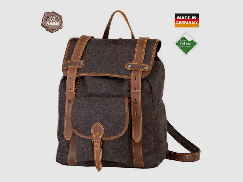 Sac à dos de randonnée AKAH en loden avec cuir de buffle