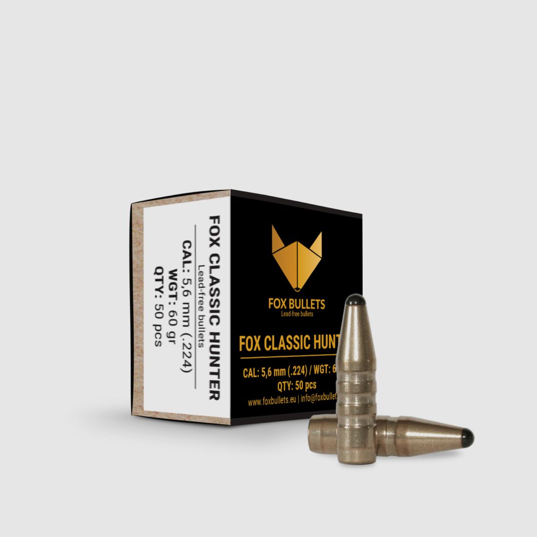 Fox Bullets Classic Hunter .224 3,9 g / 60 gr bleifreie Geschosse – 50 Stück