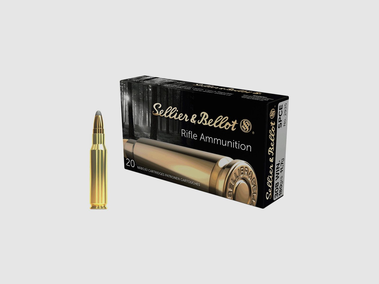 Cartucce Sellier & Bellot cal. 308 Win SPCE 180 gr 20 pz, immagine 1 di 2