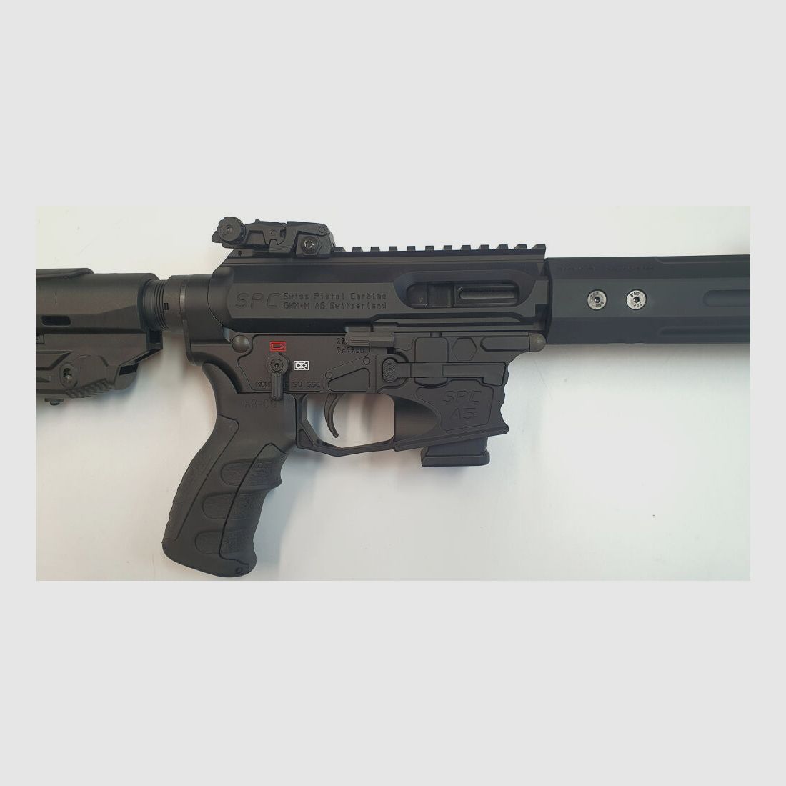 GWMH AG Selbstladebüchse GWMH SPC-SPORTER A5 10" (SWISS PISTOL CARBINE) BLACK Kal.9x19 AR15 Glock Magazin