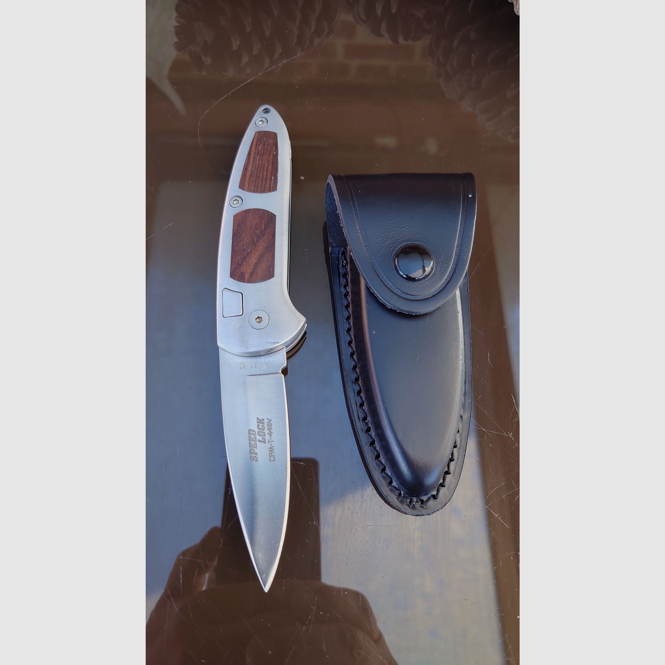 Speedlock I 2.0 Wüsteneisenholz con funda de cuero Böker Negro NUEVO Springer