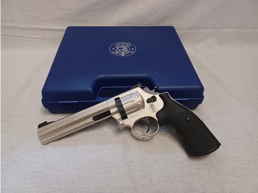 Smith & Wesson 586 - 6" / nickel / 4,5 mm Diabolo / CO2 / Revolver / OVP (104)