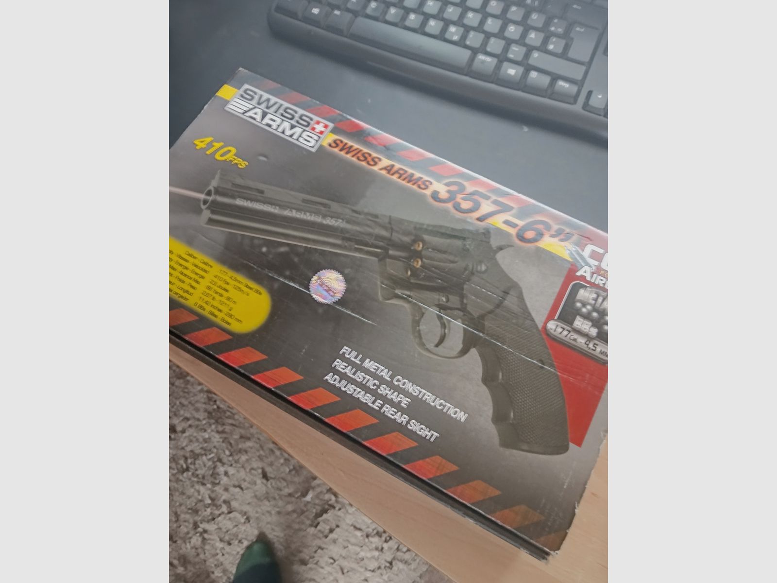 SWISS ARMS Revolver 357-6 Zoll CO2  4,5mm BB mit Messing Ladehülsen/ Patronen neuwertig TOP 