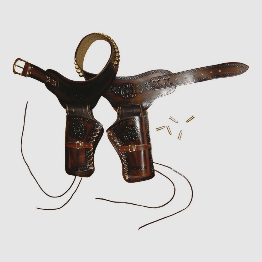Western-Gürtel Denix Braun - Für 1 oder 2 Revolver - Widerstandsfähiges Kunstleder - Authentischer und Praktischer Stil, Bild 3 von 5
