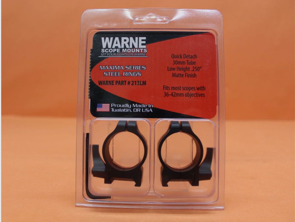 Warne Warne Maxima QD mounting rings 30mm low (213LM) steel blued matte for Weaver profile