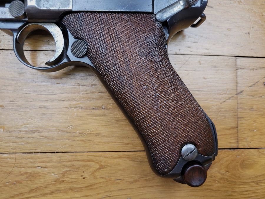 Sehr schöner Luger P08 Pistol Erster Weltkrieg – Herstellung DMW von 1916 – vollständig monomatrikuliert einschließlich Magazin – Wunderschöner Lauf -TBE, Bild 16 von 21