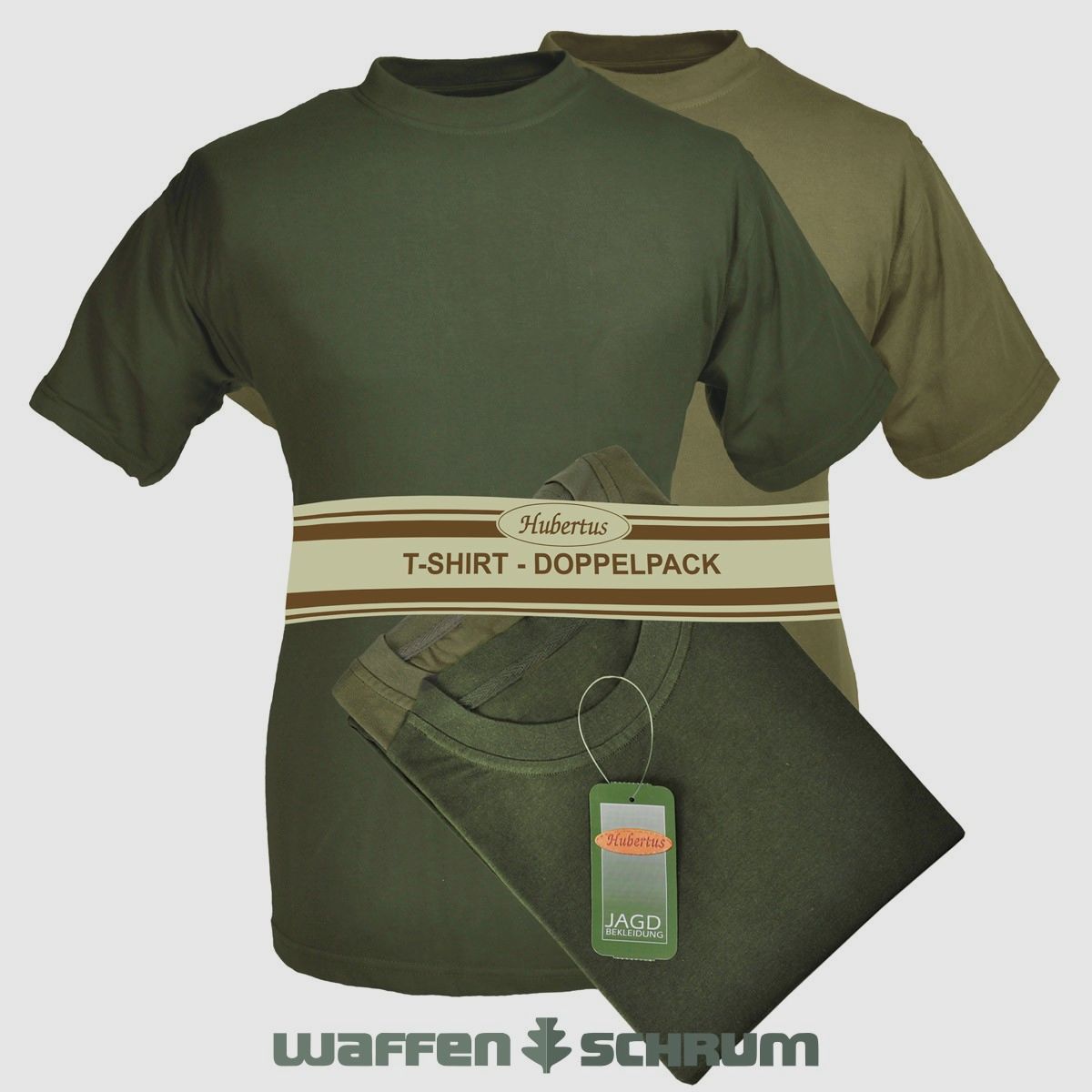 Hubertus T-Shirt Doppelpack  Oliv / Schilf
