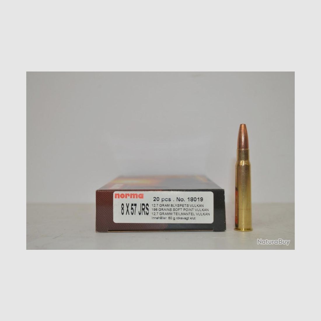 Cartuchos Norma Vulkan 8x57 JRS de punta semiblindada 12,7g / 196gr. !!!