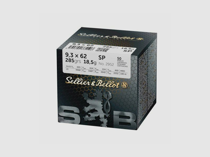 S&B 9,3x62 SP 285grs. (50 Schuss)