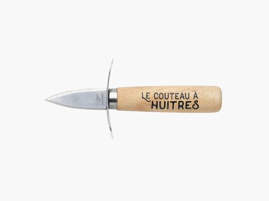Cuchillo de ostras de acero inoxidable Pradel Francia mango de madera