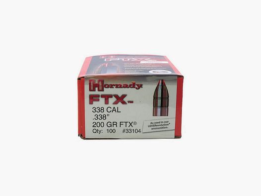 BOITE DE 100 OGIVES HORNADY 338 CAL.338 200 GRS FTX (338 MARLIN EXP)