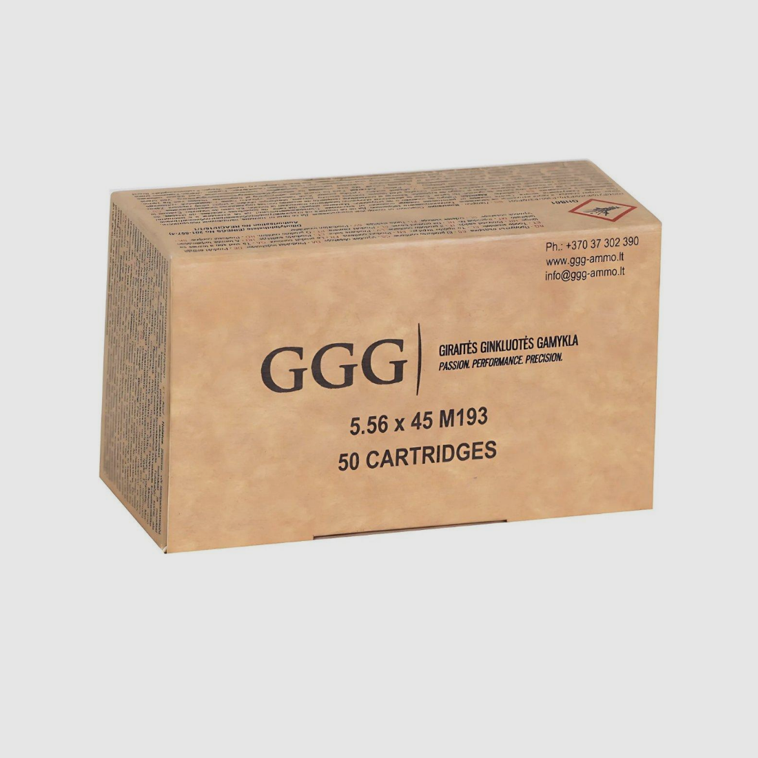 Munitions GGG 5,56x45mm /.223 Rem FMJ M193 (55grn) 3,56g, image 2 sur 2