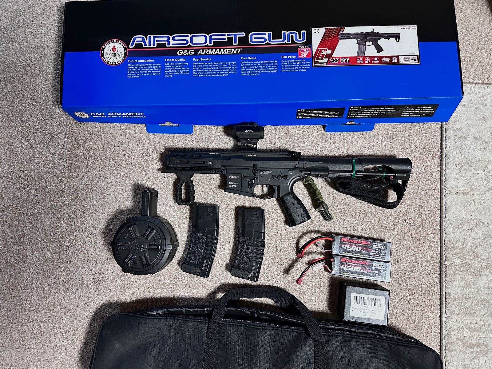 Softair G&G ARP 556 Airsoft avec tambour jusqu'à 0,5 joule
