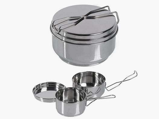 Mil-Tec Ensemble de Cuisine Tchèque en Acier Inoxydable 2 Pièces