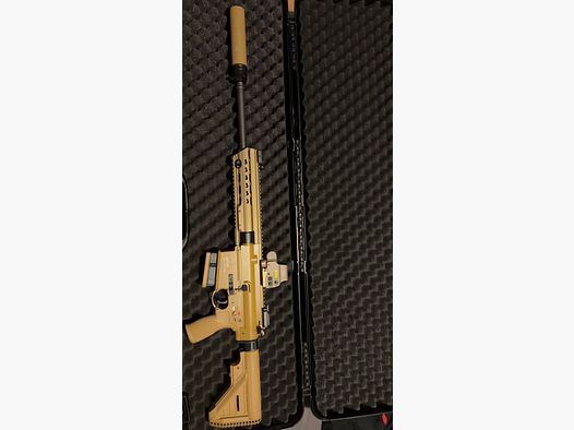 Heckler & Koch MR308 A3 (Special Edition - RAL8000) z tłumikiem Rotex-X i celownikiem EOTECH HWS EXPS3-0