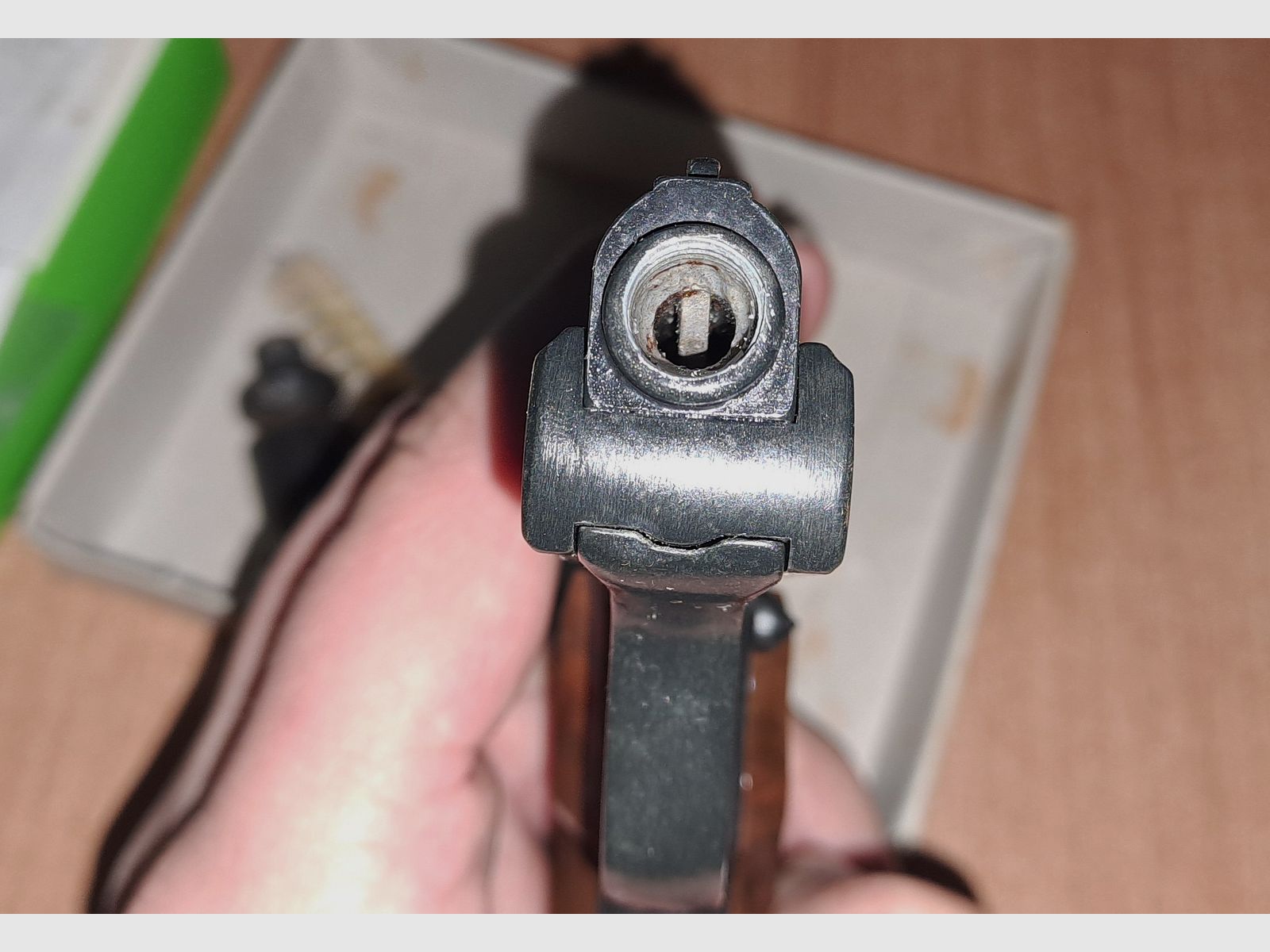 Alte Rhöner SM 15 Kal. 8 mm Knall im PTB 83/2 mit Verpackung!