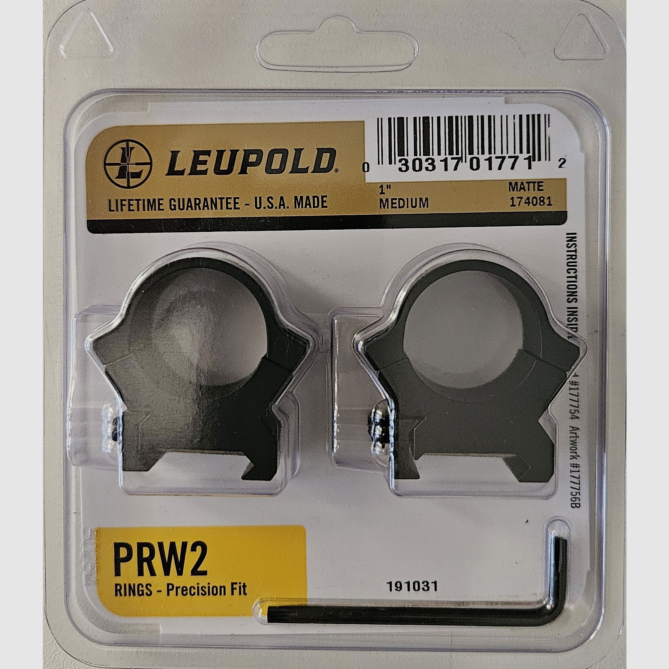 Picatinny Montageringe Leupold PRW2 25,4mm / 1" Medium 174081 - Neuware vom Fachhandel