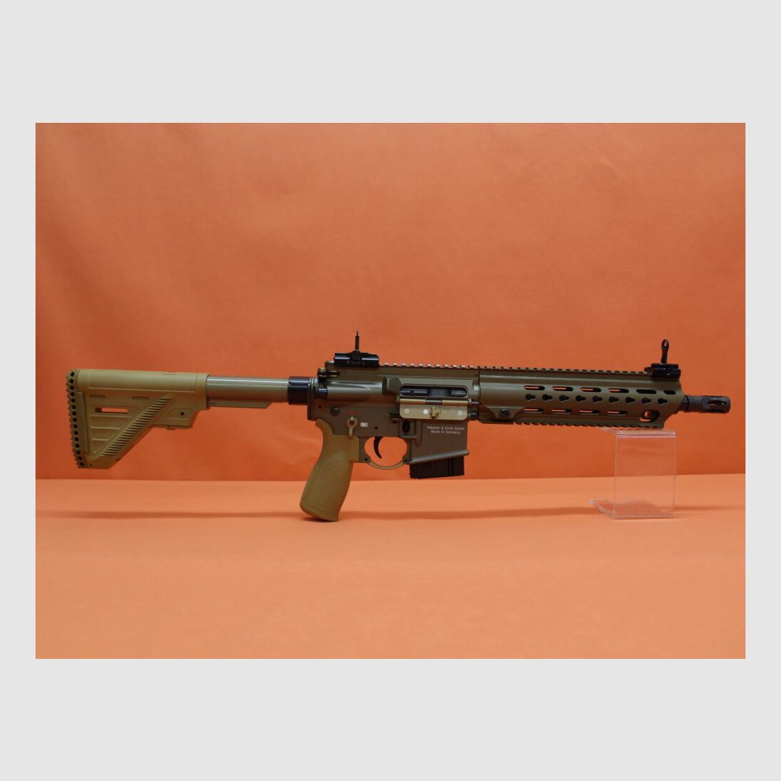 Heckler&Koch Ha.Büchse .223Rem Heckler&Koch/H&K MR223 A3 11" Lauf RAL8000 HKey, Gas-Piston-System AR-15/HK416