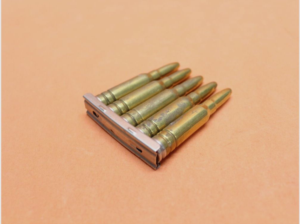 BUND SURPLUS Sammler-/Dekomunition .308Win Exerzierpatrone 7,62x51 BUND/ BGS 5 Stück incl. Ladestreifen FN FAL/G1