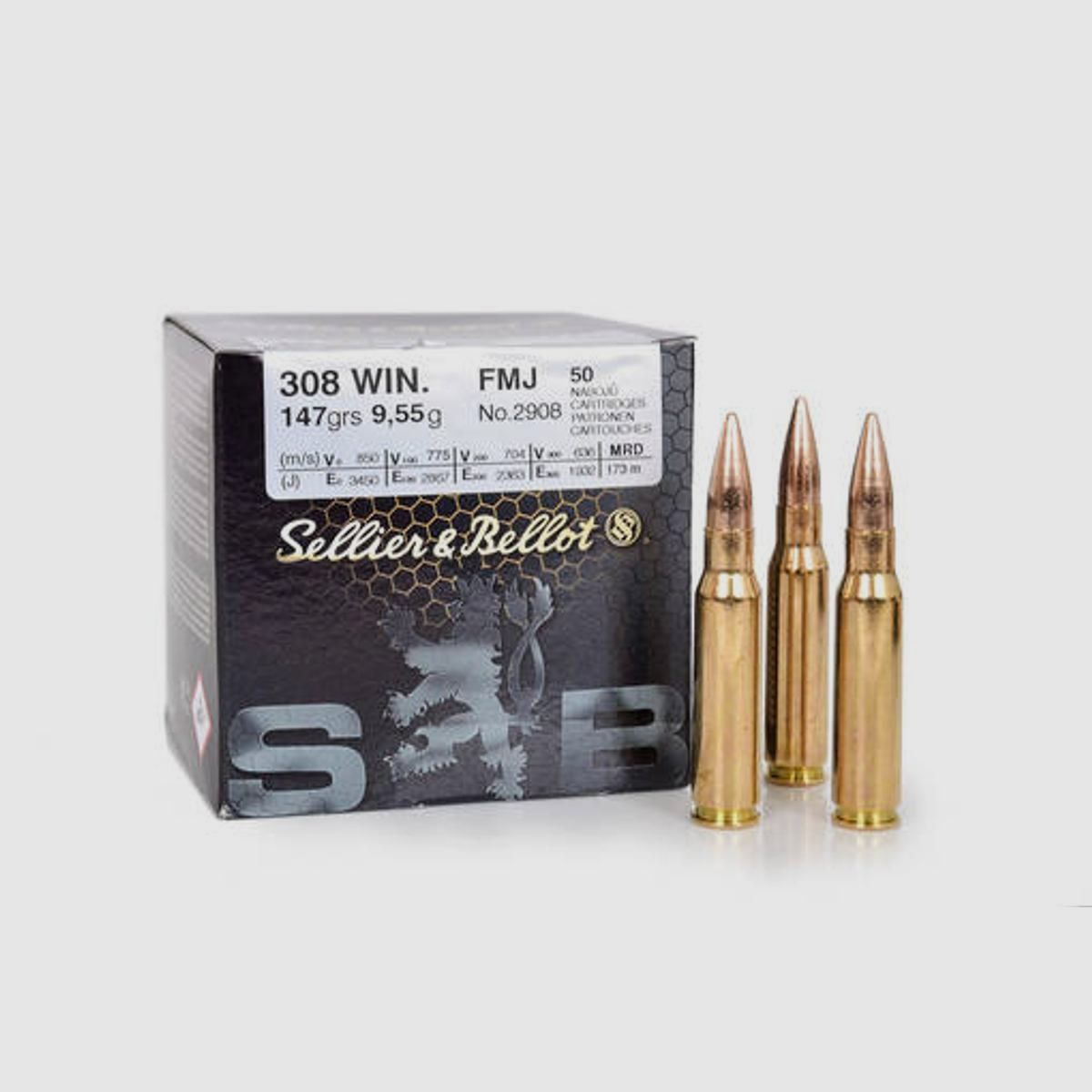 Amunicja Sellier&Bellot .308 Win 9,55g/ 147 grs FMJ - 50szt., zdjęcie 2 z 2
