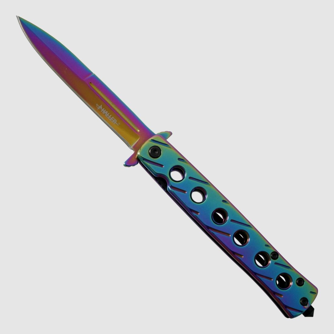 Stiletto Taschenmesser Rainbow coating - einseitig geschliffen