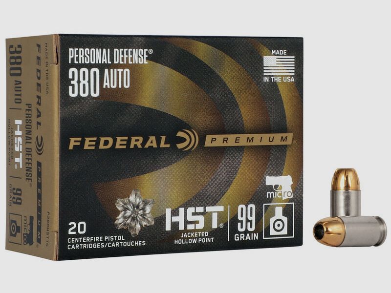 Federal Premium Personal Defense HST Micro .380 Auto 99GR JHP 20 cartridges