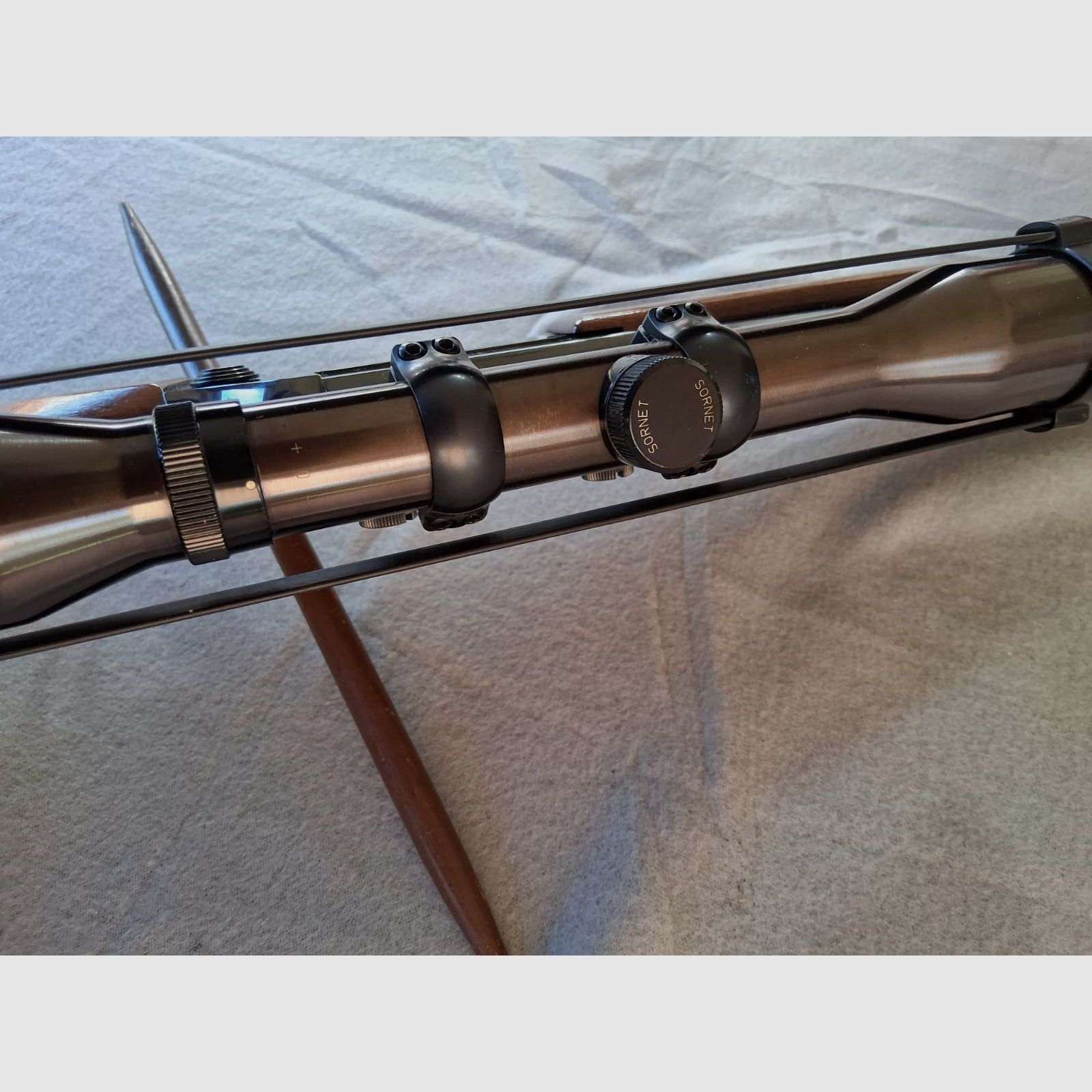 Langwaffe Tikka Bockbüchsflinte 12/70 und 222 Rem. mit Zielfernrohr Sornet 4x