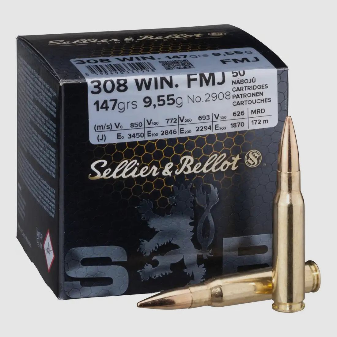 S&B Geweerpatroon Kal. .308 Volle Mantel 147 grs. 9,5g