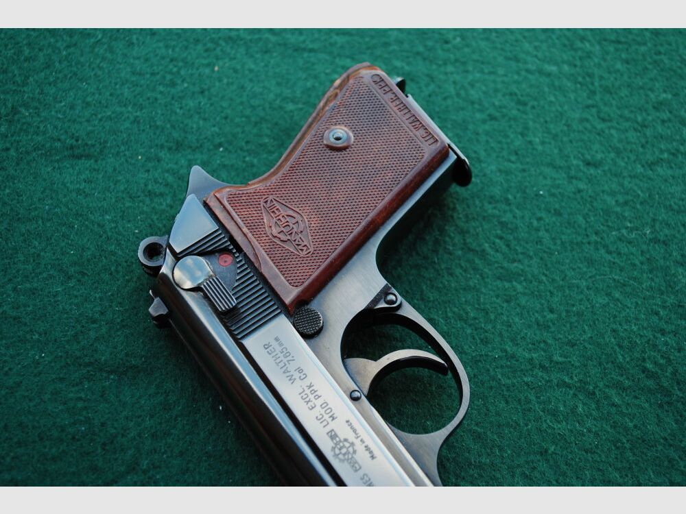 Walther PPK von Manuhrin, Stahlgriffstück, OVP mit Schussbild