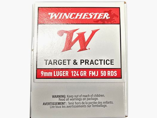 Winchester 9mm Luger, VPE: 50 124gr FMJ - 1000 Schuss sofort verfügbar +50€ ADR Versand
