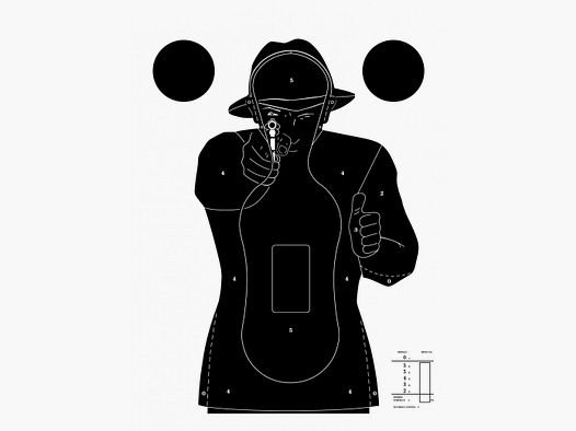 100 dianas de silueta de Policía 51 x 71 cm. Negro sobre fondo blanco
