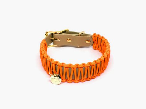 Collar de estilo Biothane Paracord 'cognac/naranja'