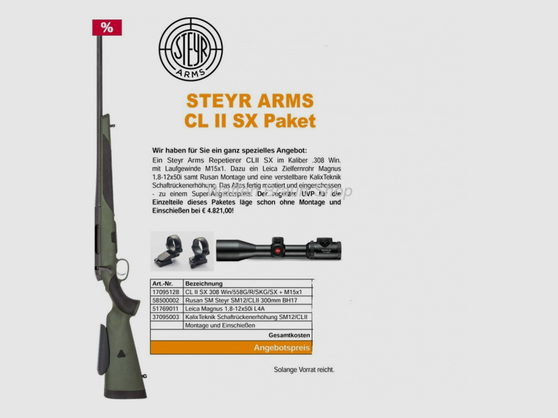Steyr Mannlicher CLII SX .308 Win O.Vis HS 15x1 mit Leica 1,8-12x50 L4A