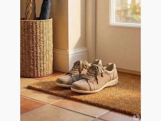 Damen Sneaker taupe PU Lederoptik 36-41 Schnürsenkel + Reißverschluss