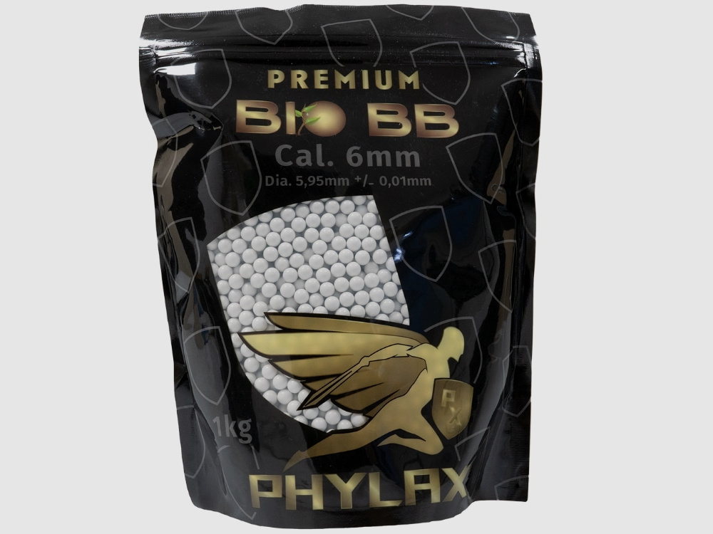PHYLAX 043g Premium Airsoft BIO BBs / Airsoft Munition (1Kg / 2325 Schuss)