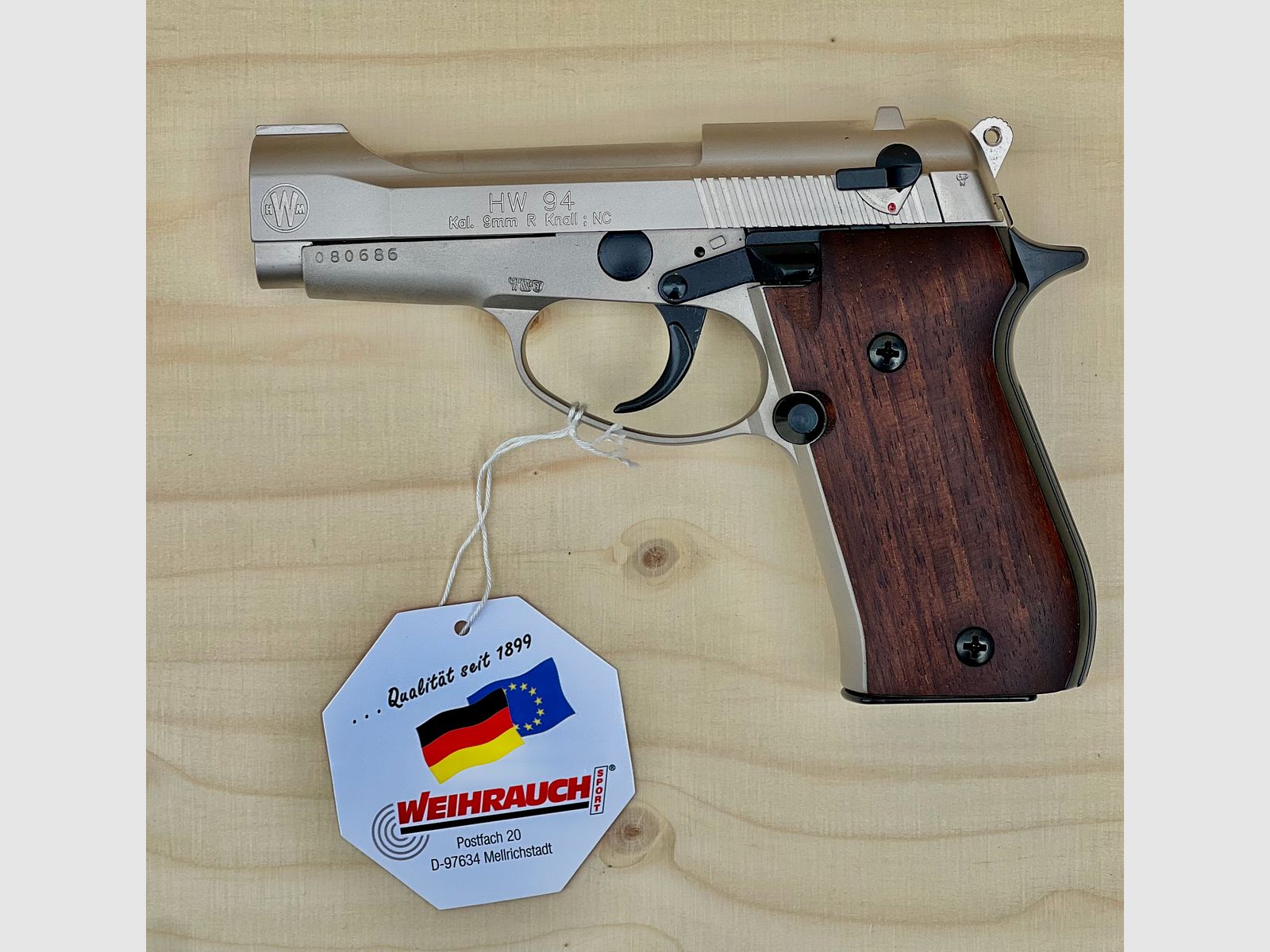 Weihrauch HW 94 Kal. 9 mm R.K. Stainless Look mit Holzgriffschalen