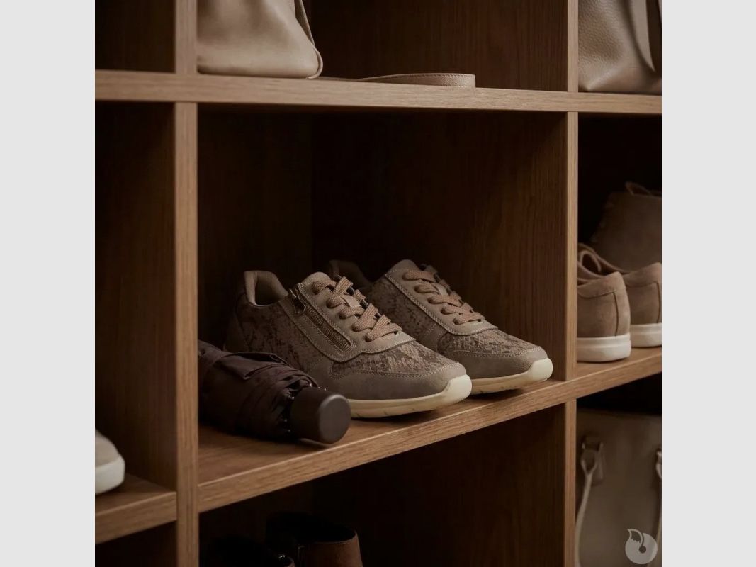 Beige Sneakers mit Schnürsenkeln + seitlichem Reißverschluss - Größen 37 bis 41, Bild 6 von 8