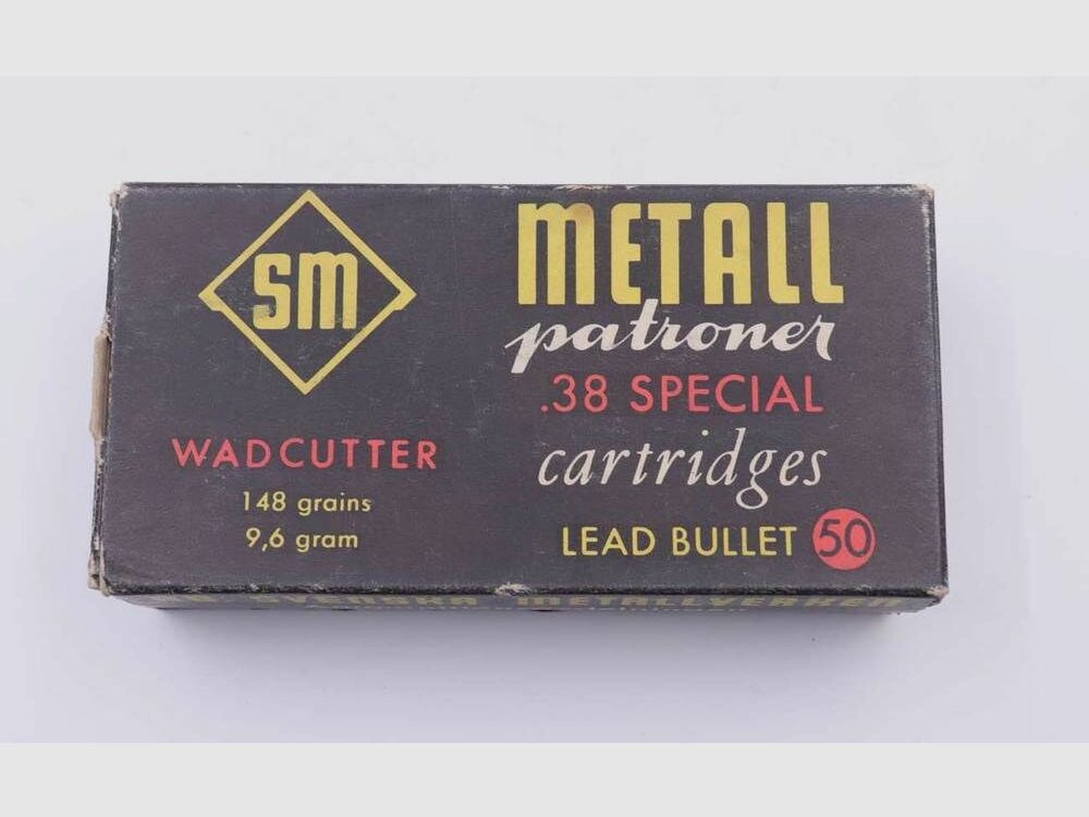 SM-Svenska Metallverken,Sweden Revolverpatronen .38 Special WC