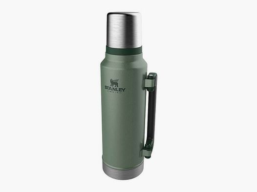 Stanley CLASSIC VAKUUM-FLASCHE 1,4 Liter, Hammertone grün,, doppelwandige Vakuumisolierung, Griff, Trinkbecher