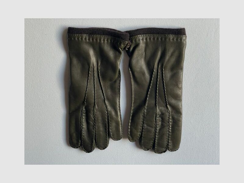 ROSI COLLECTION Leather and Cashmere Gloves Olive