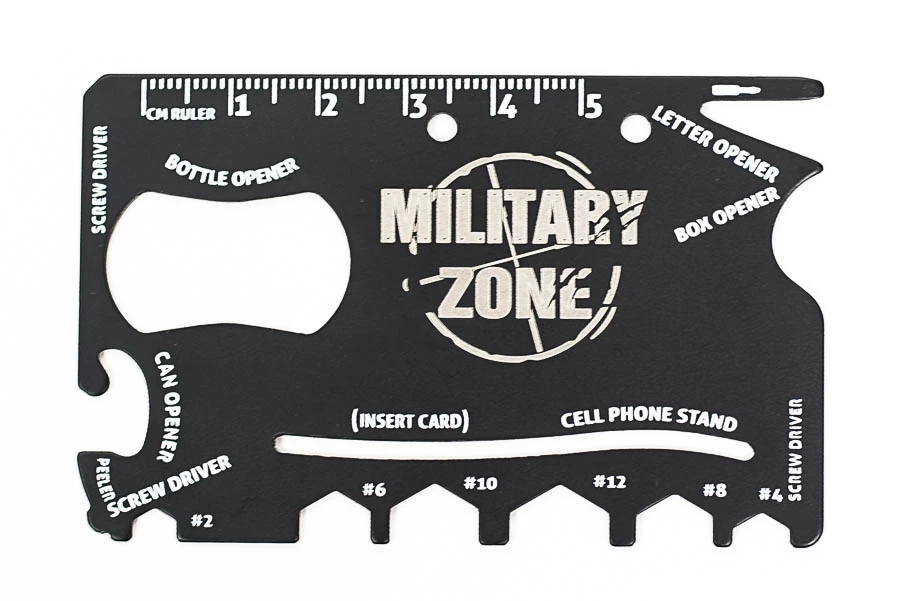 MILITARY ZONE survival card multitool with bottle opener and screwdrivers