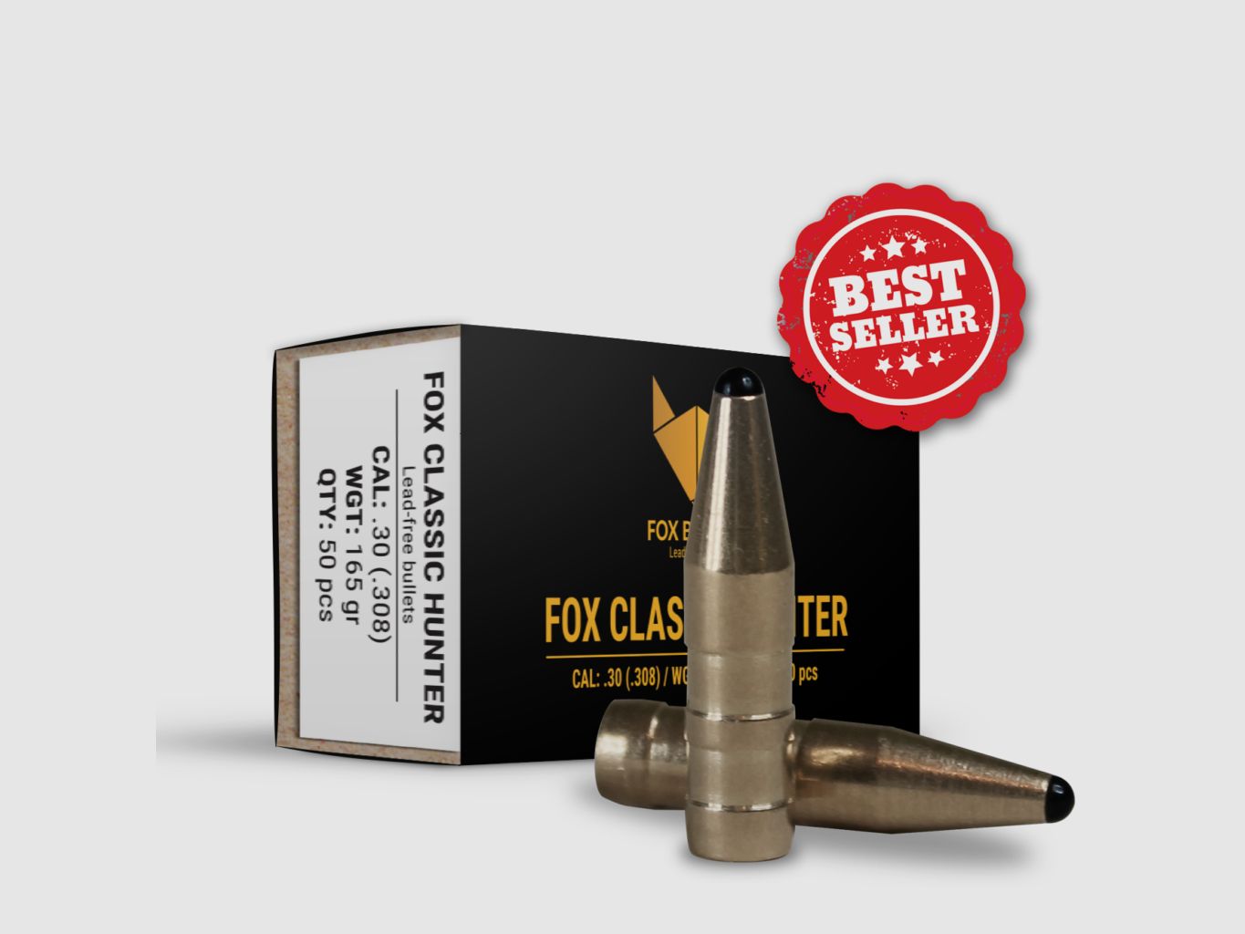 Fox Bullets Classic Hunter .308 10,7 g / 165 gr bleifreie Geschosse – 50 Stück