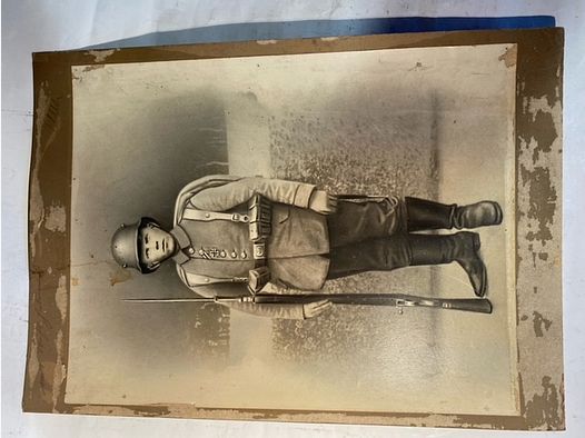 Foto Infantrie Soldat Uniform Orden EK2 Stahlhelm Tornister Bajonett G98