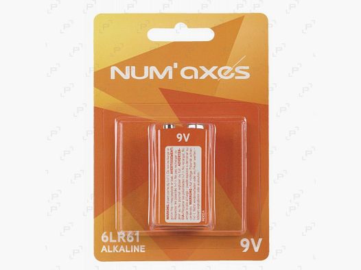 Blister met 1 alkaline batterij NUM'AXES 6LR61 9V