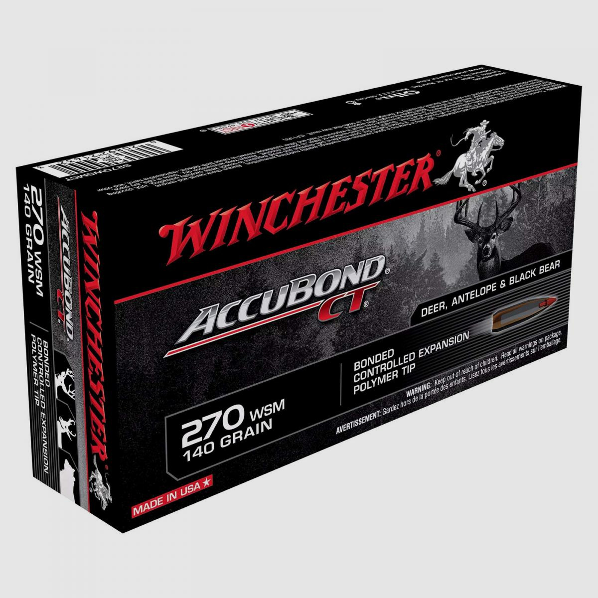 Winchester Accubond CT .270 WSM 140GR Bonded Controlled Expansion Polymer Tip 20 cartuchos
