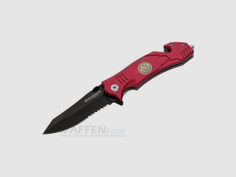 Fire Fighter Rescue Knife with Flipper and Partial Serration