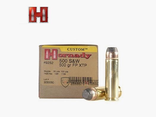 20 nabojów HORNADY Custom Pistol 500 S&W 500 Gr Fp Xtp