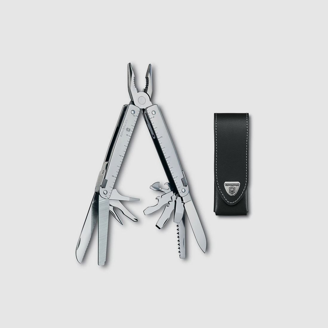 Multitool Schweizer Taschenmesser Victorinox Swiss Tool LĂ¤nge 11,5 cm 26 Funktionen inklusive Leder Etui (P18)