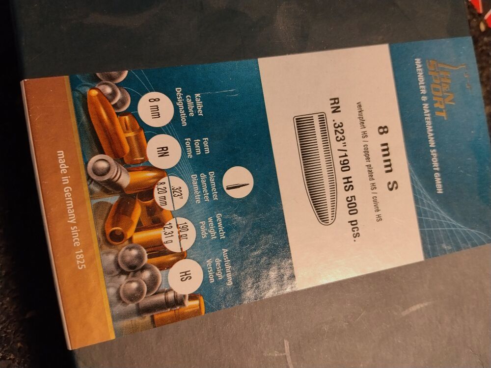 H&N H&N 8mm RN .323/190 High Speed 1000 Stück