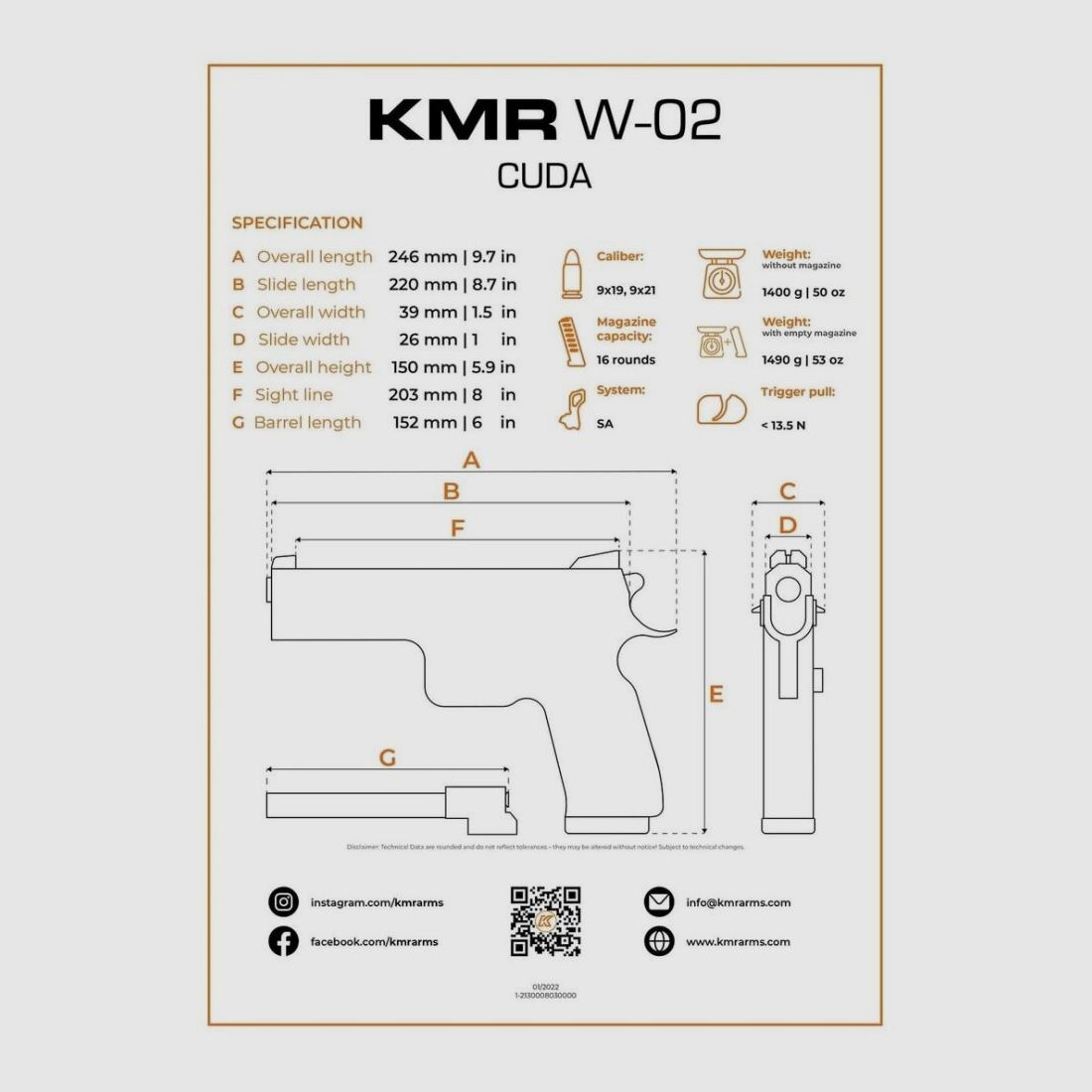 KMR Precision Arms Mod. W-02 CUDA OR -6'